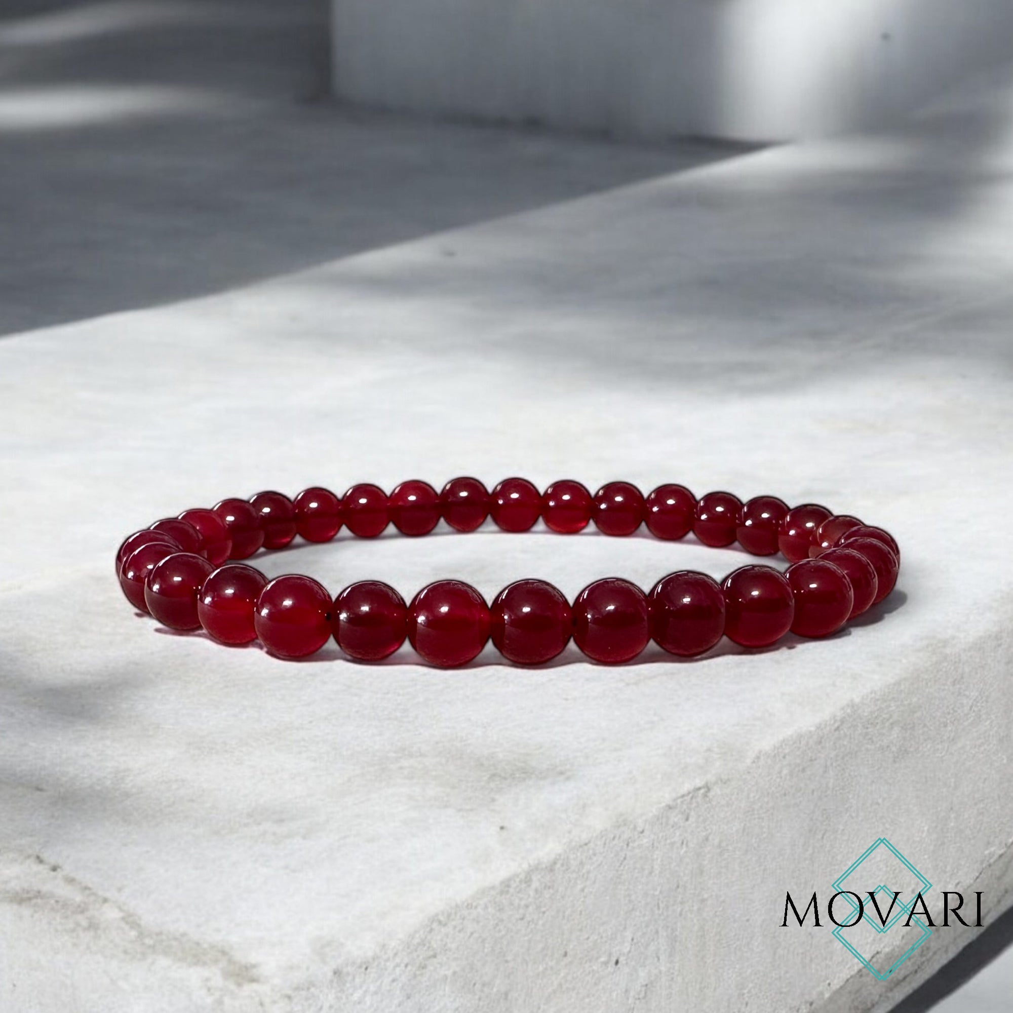 Deep Red Bead Bracelet 6mm Love Passion Stretch Bracelet Handmade Jewelry