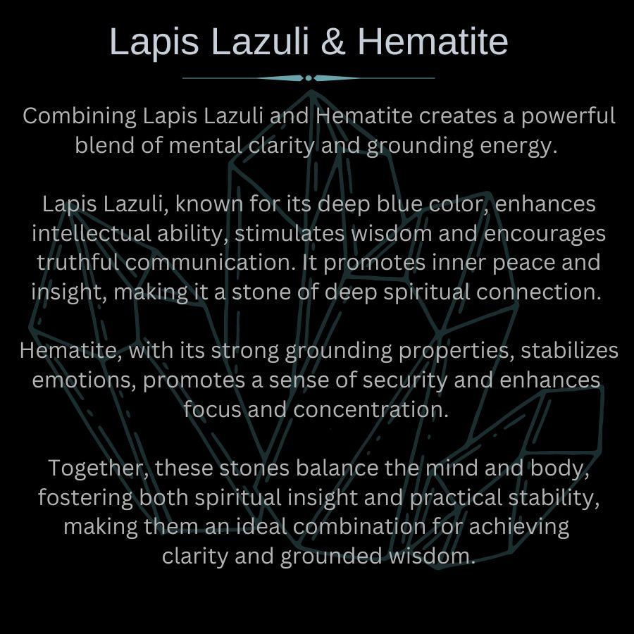 Lapis lazuli and hematite stone meaning card