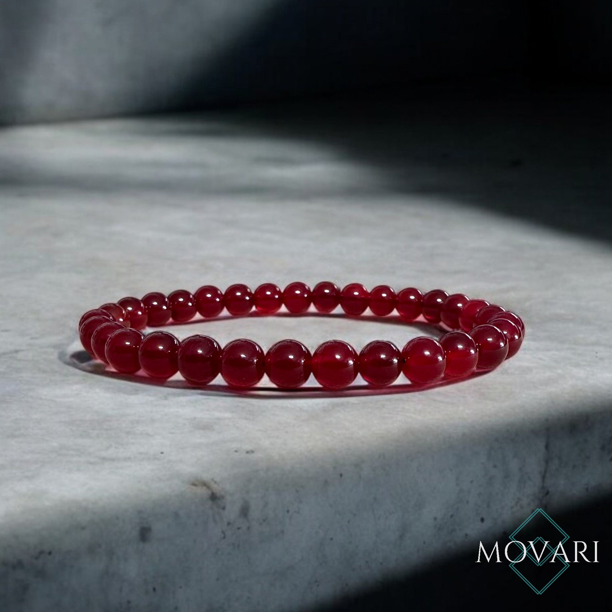 Deep Red Bead Bracelet 6mm Love Passion Stretch Bracelet Handmade Jewelry