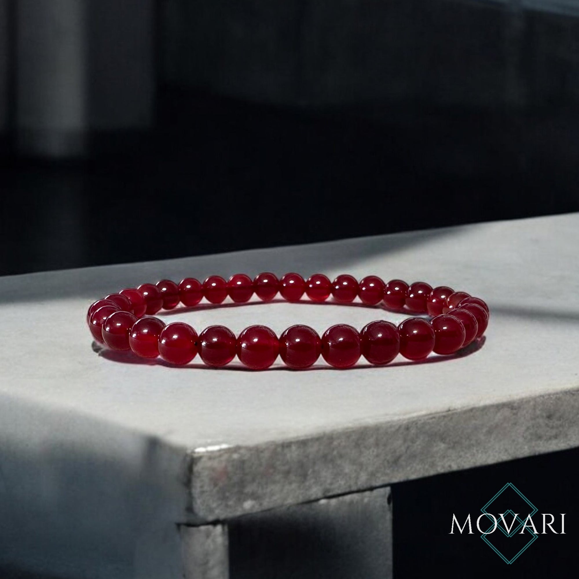 Deep Red Bead Bracelet 6mm Love Passion Stretch Bracelet Handmade Jewelry