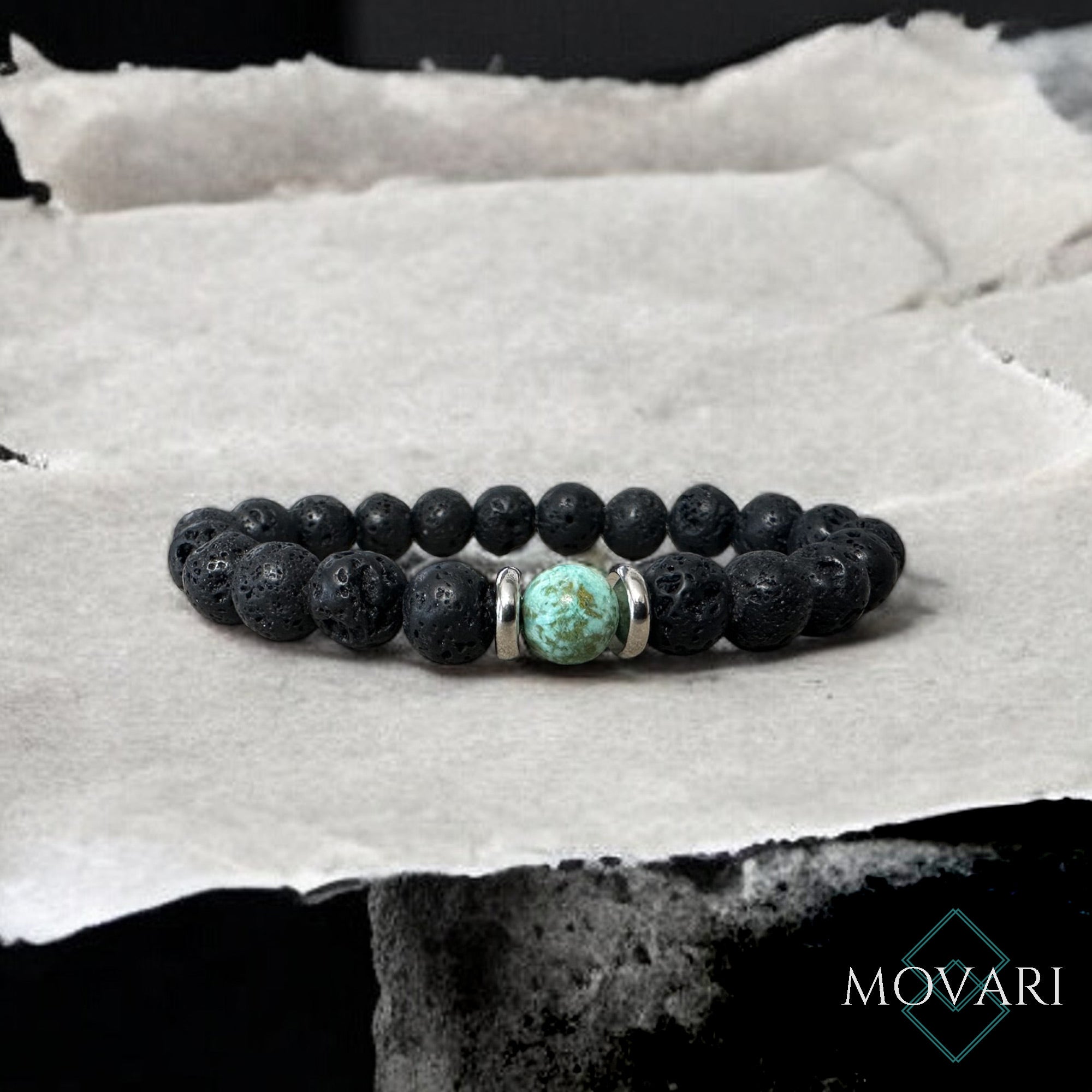 Mens Lava Bracelet Turquoise Lava Casual Wear 8mm