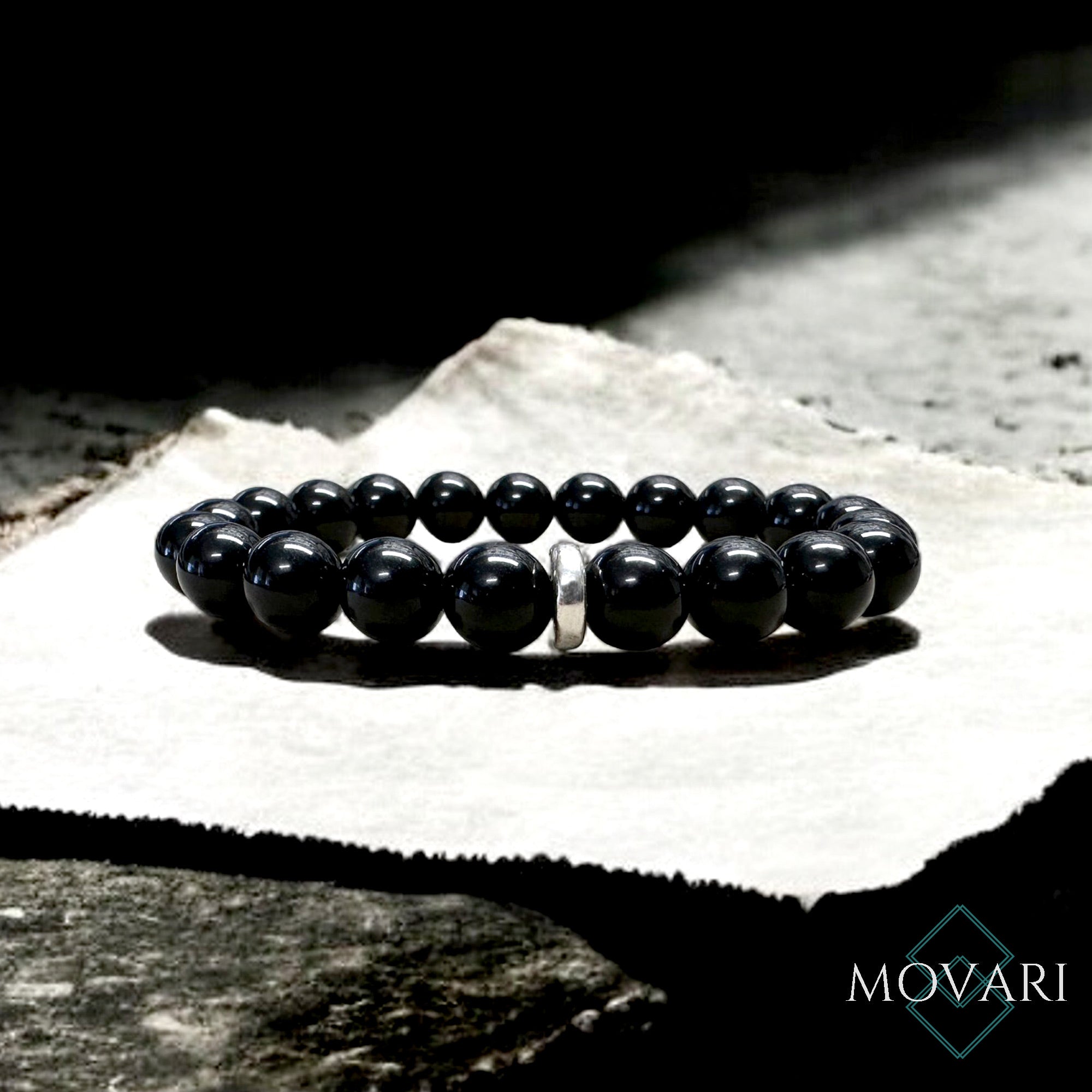 Minimal Mens Bracelet Obsidian