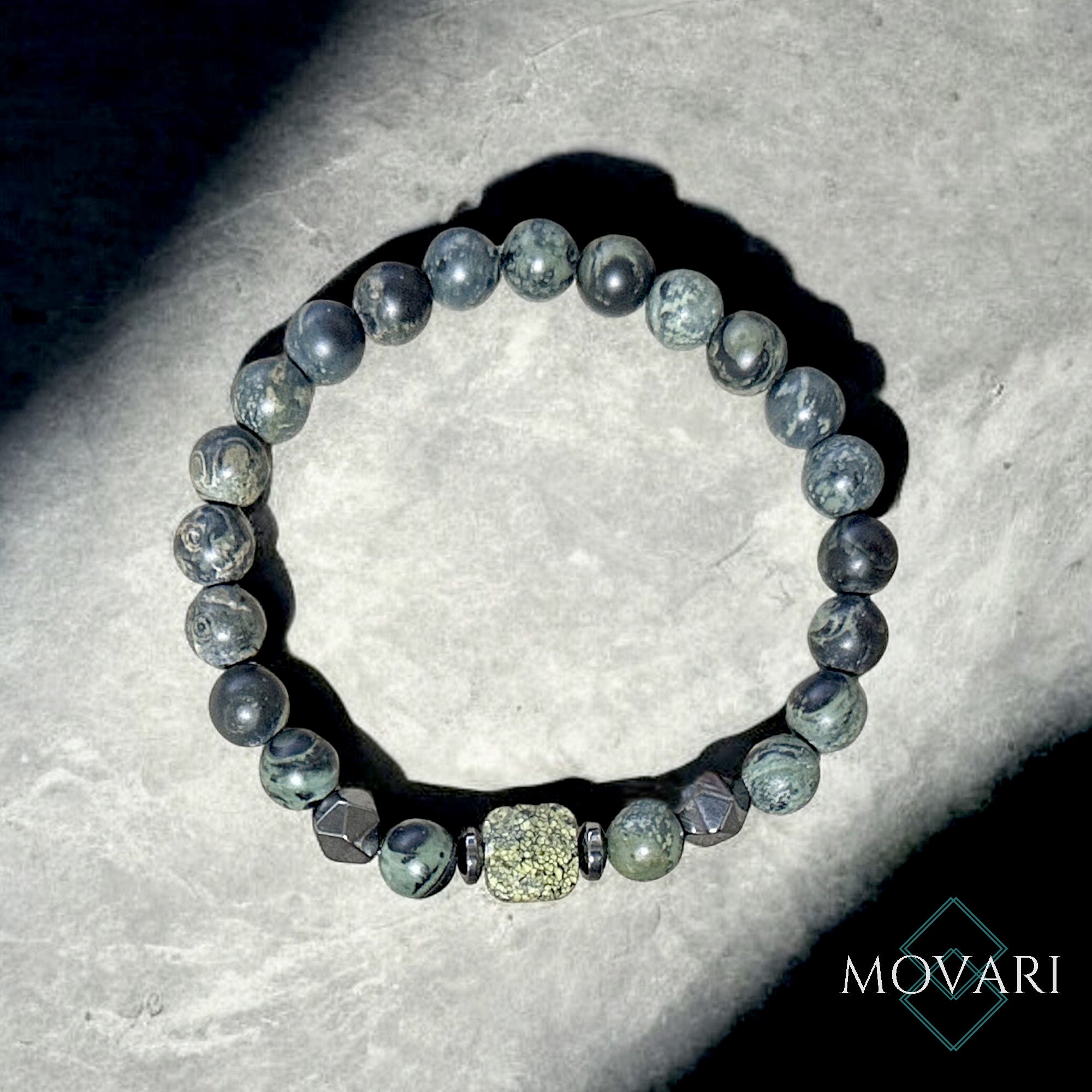 Camouflage Bracelet Kambaba And Serpentine Cube Outdoor Bracelet