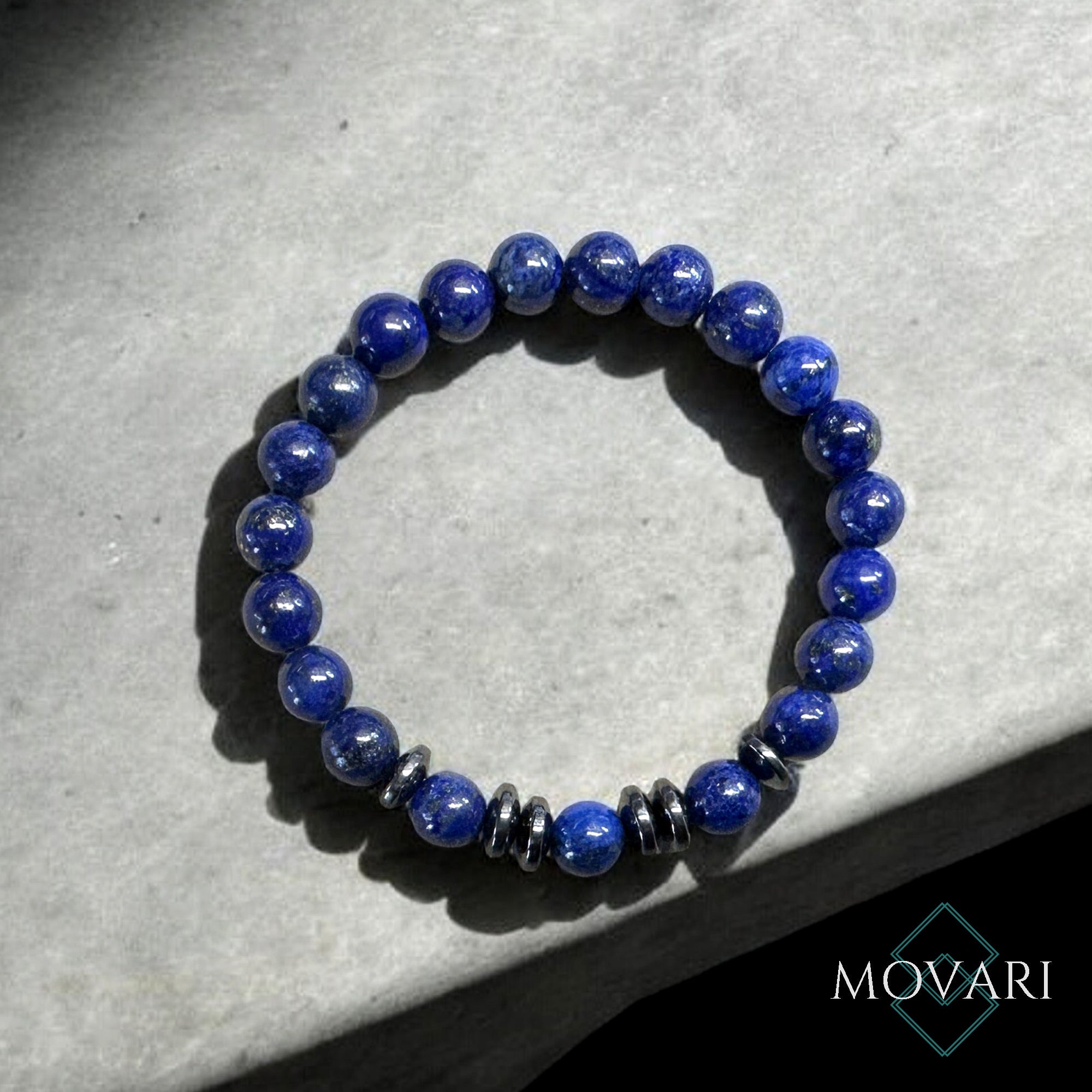 Lapis Lazuli Mens Bead Stretch Bracelet Indigo Blue