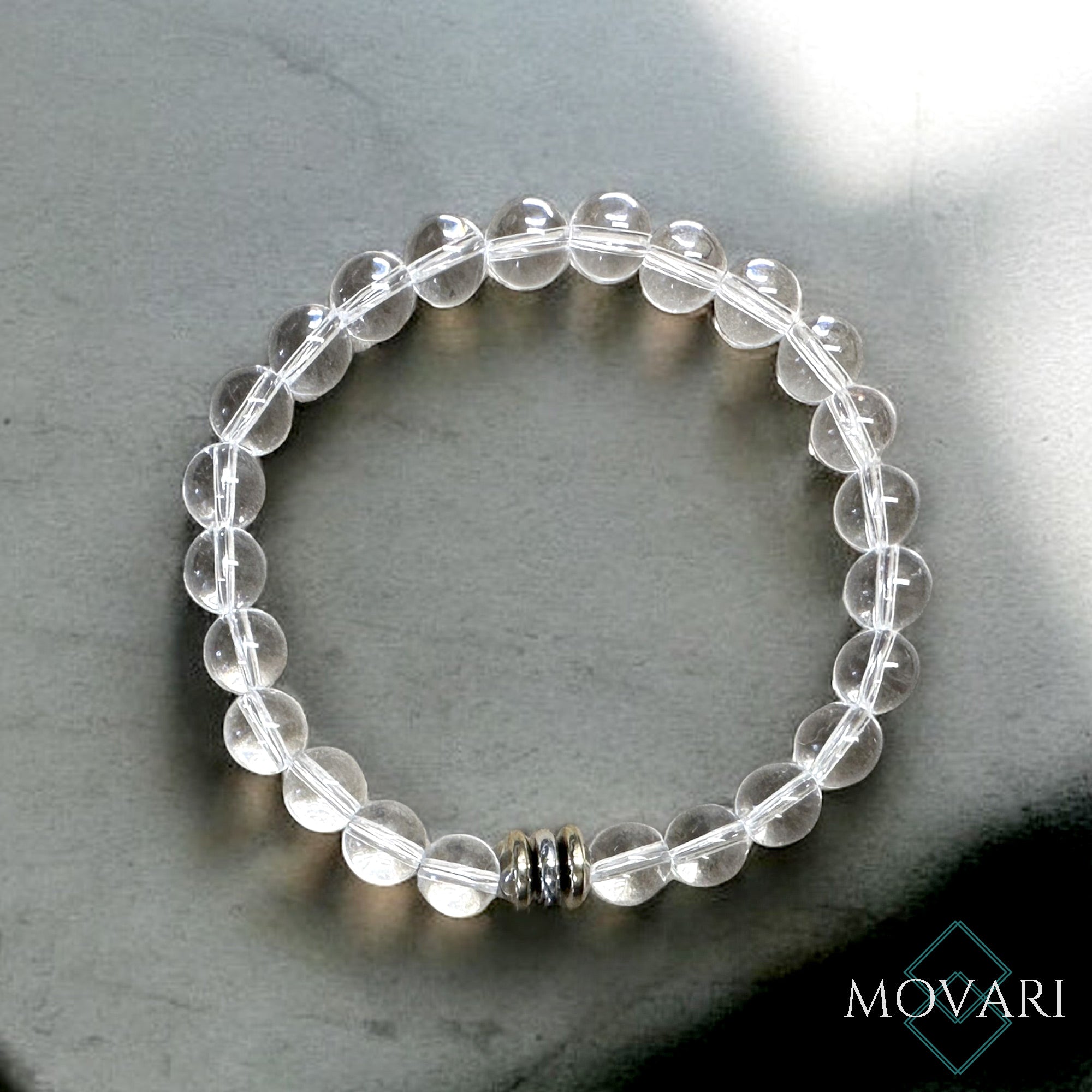 Clear AAA Peruvian Quartz Pyrite Steel Bead Bracelet For Men