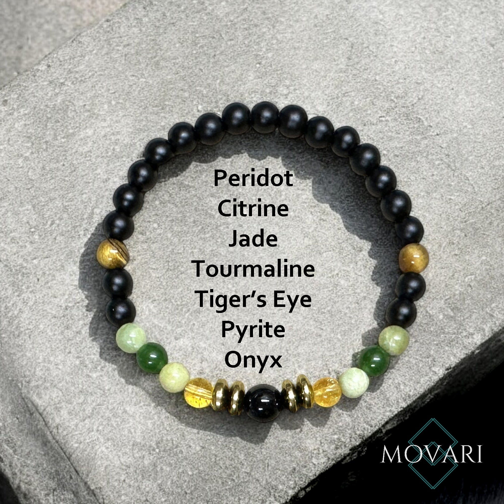 Ultimate Wealth Bracelet 6mm Bead Bracelet Peridot pyrite tourmaline