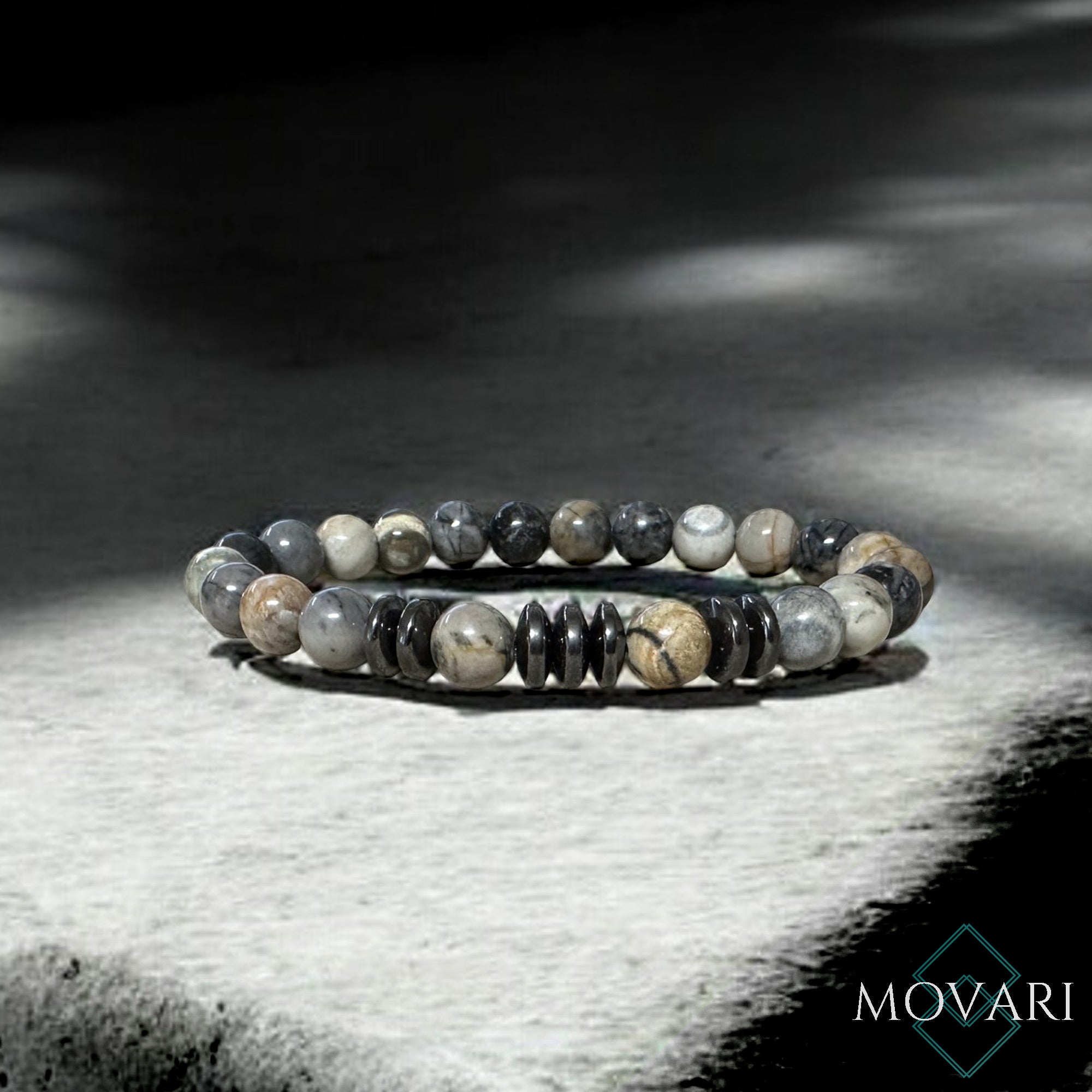 Men's Bracelet Gray Picasso Jasper
