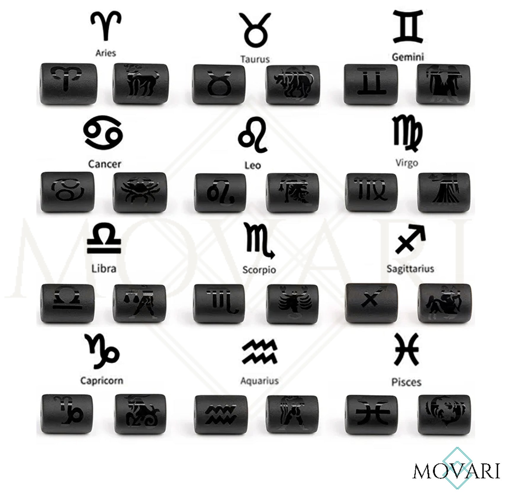 Stylish Zodiac Sign Bead Bracelet Matte Onyx Hematite birthday gift, gift for him - protection bracelet - Aries, Taurus, Gemini, Cancer, Leo, Virgo, Libra, Scorpio, Sagittarius, Capricorn, Aquarius, Pisces