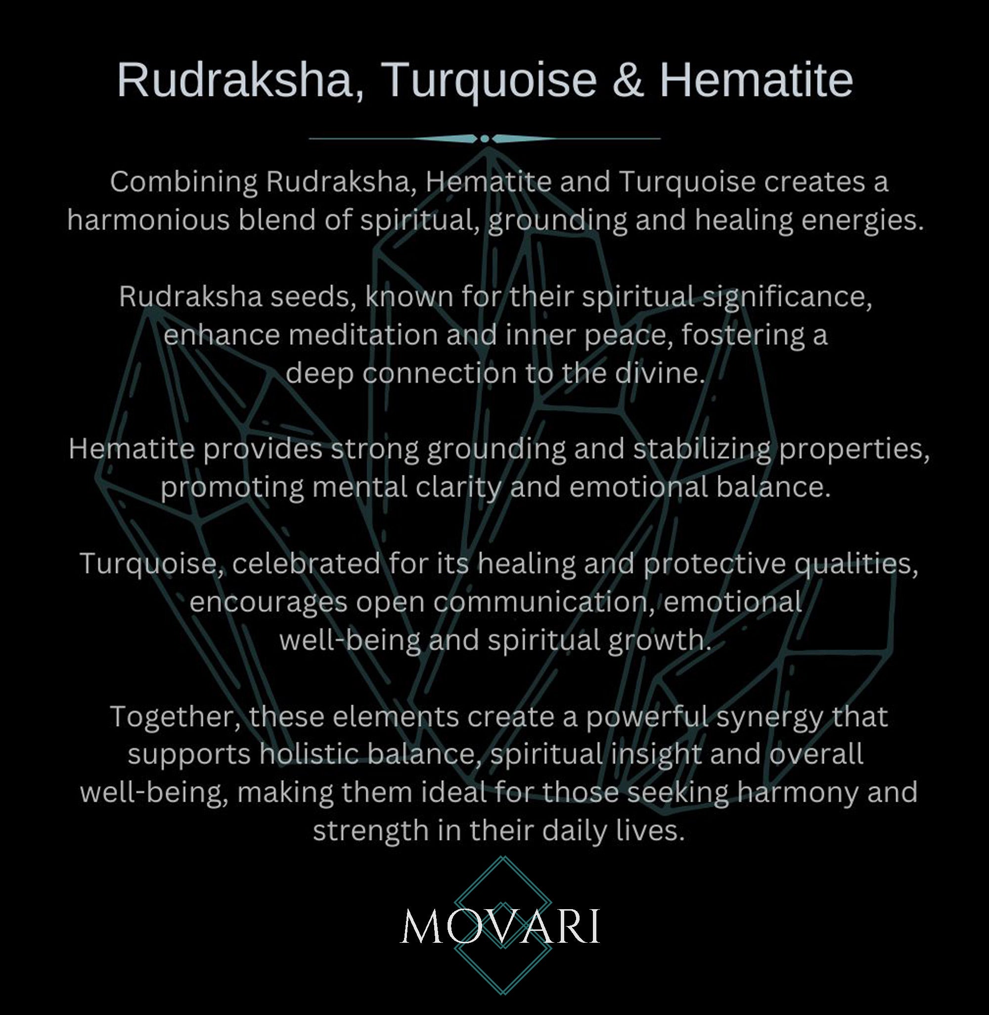 Bohemian Bracelet Rudraksha Turquoise Hematite and Coconut Tibetan