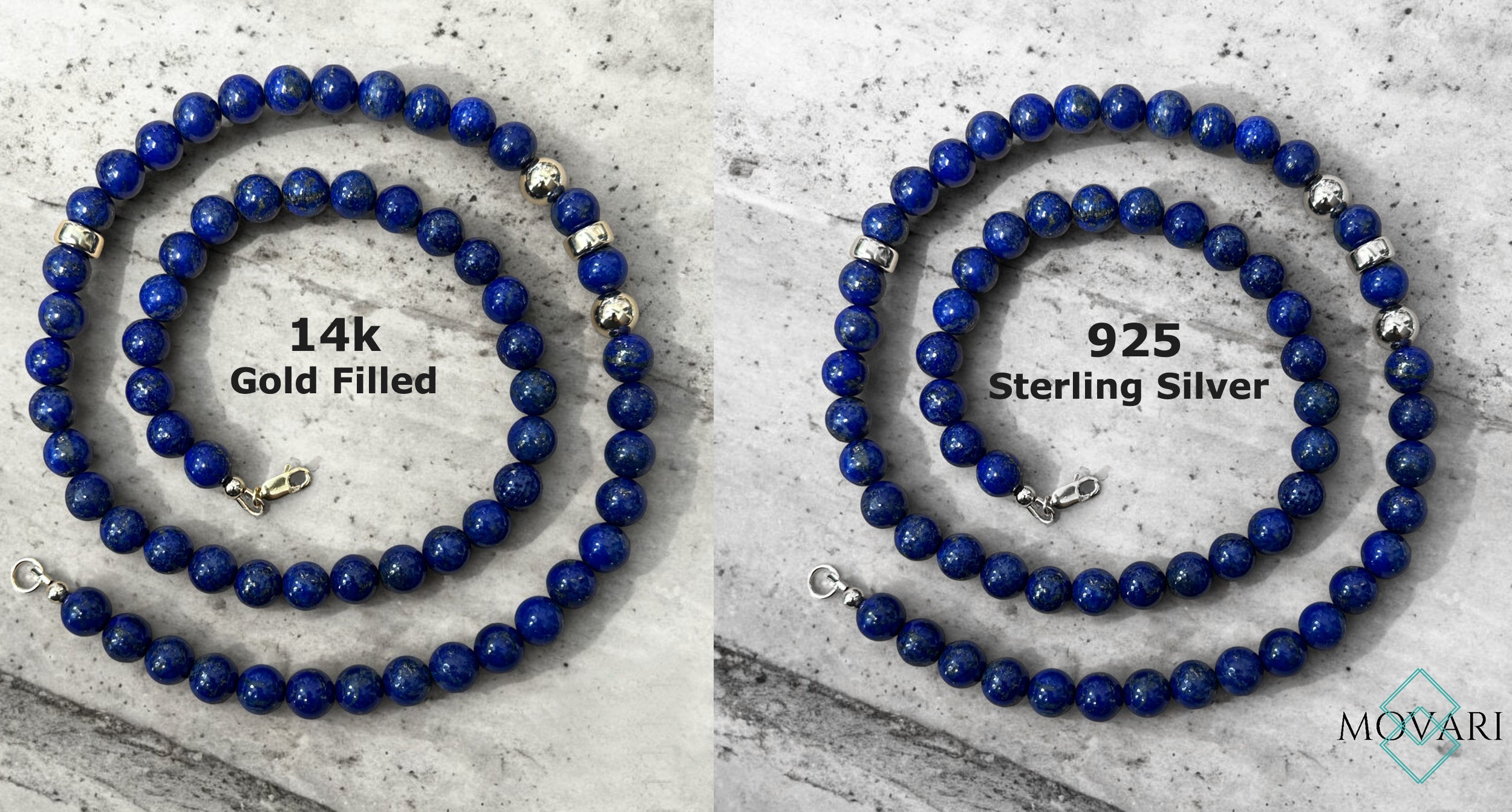 blue Lapis Lazuli Mens Necklace with gold or silver