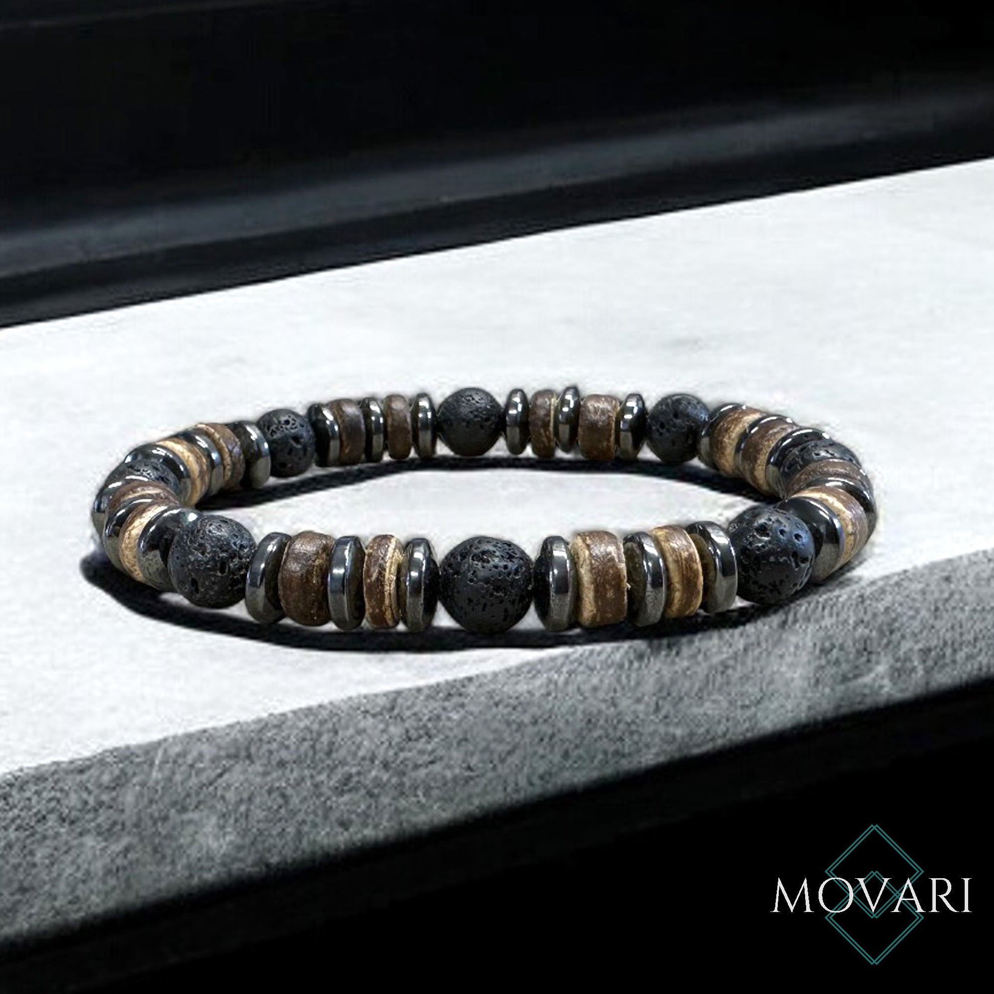Lava Coconut & Hematite Bracelet
