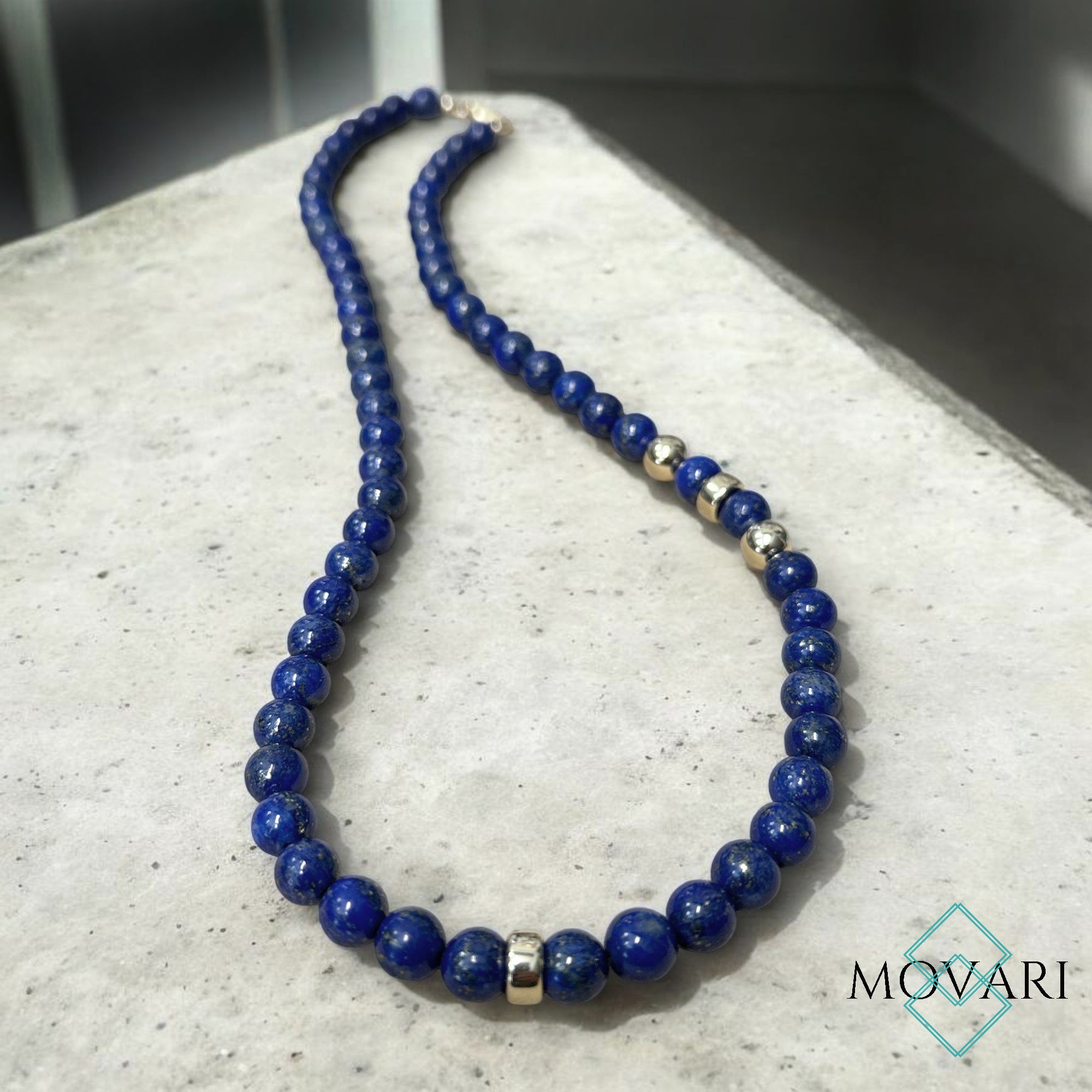 handmade lapis 8mm beaded necklace