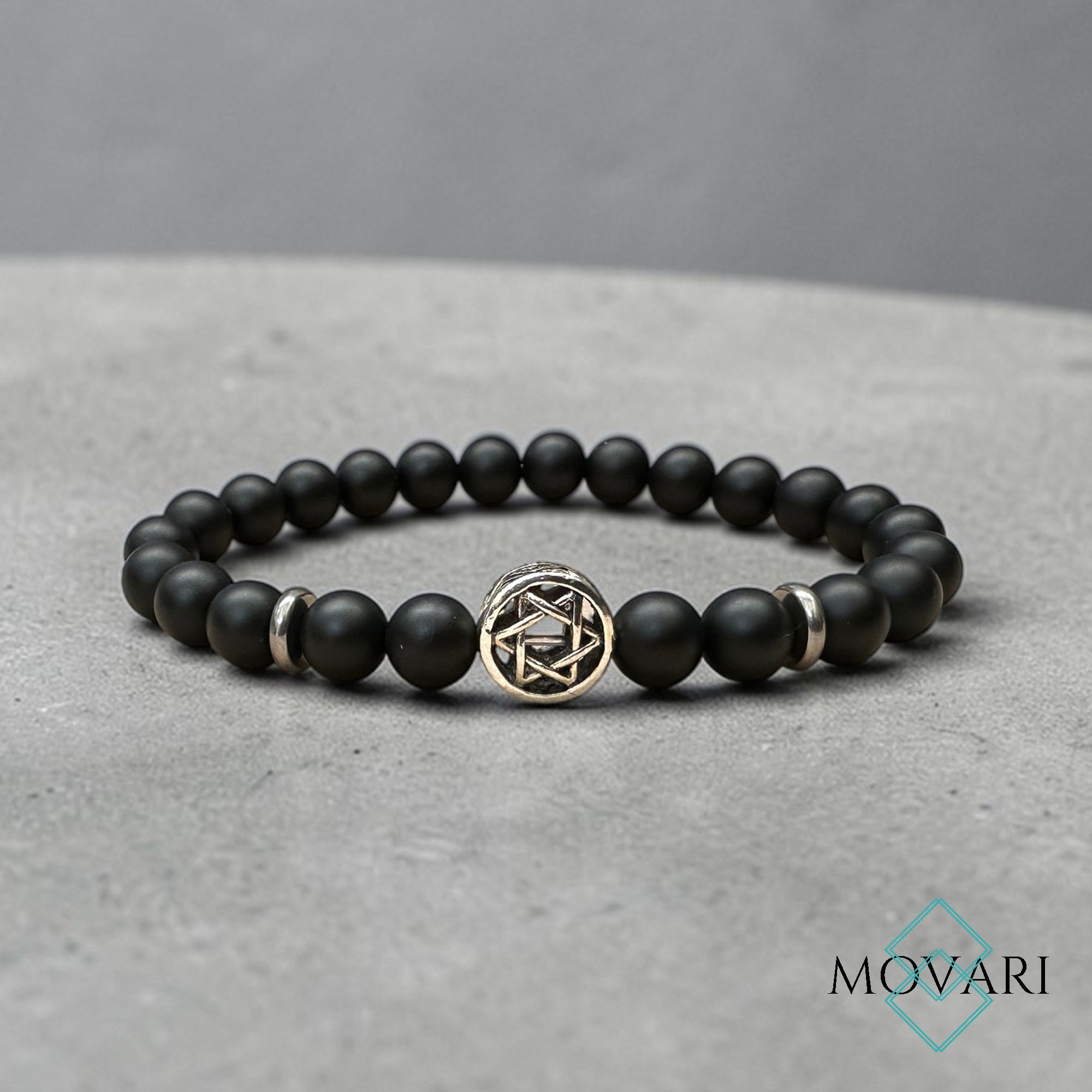 Star of David Bracelet Spiritual Black Onyx and Stainless Steel